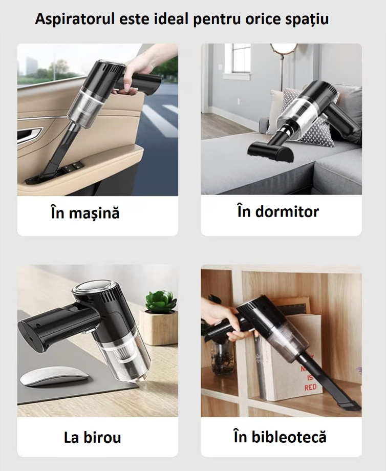 Mini-Aspirator Portabil Premium 120W (Fără Fir)