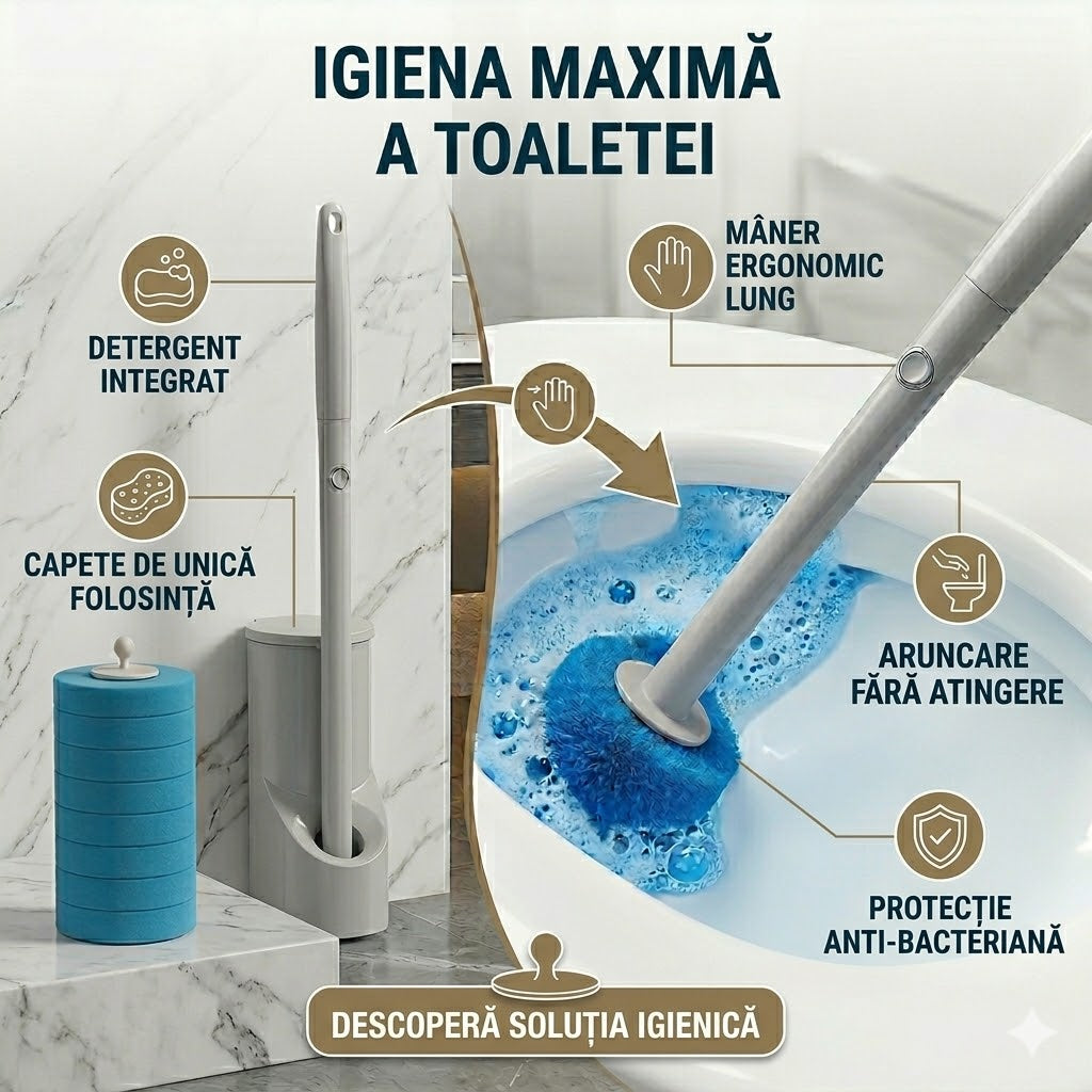 Set Perie WC cu Rezerve de Unică Folosință